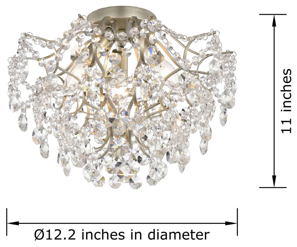 Jamie 3-Light Crystal Flush Mount, Champagne Finish