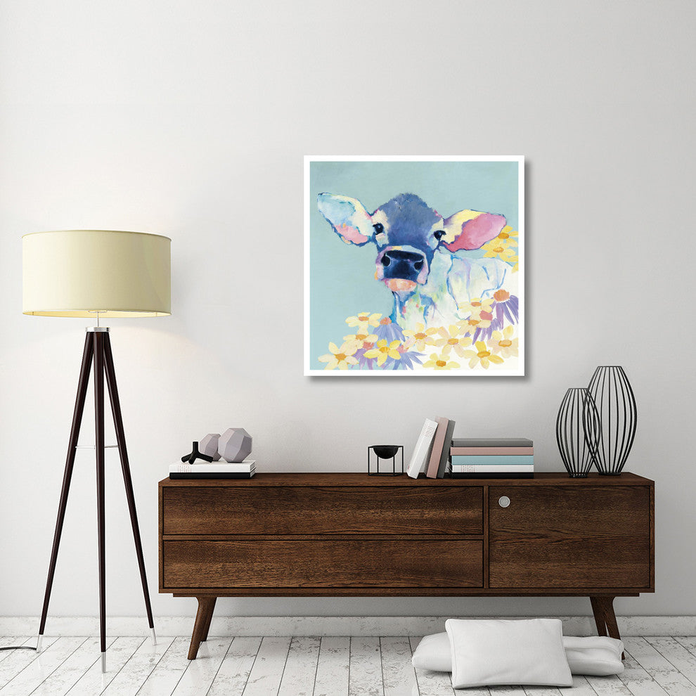 "Bessie with Flowers on Teal" Digital Paper Print by Avery Tillmon, 38"x38"