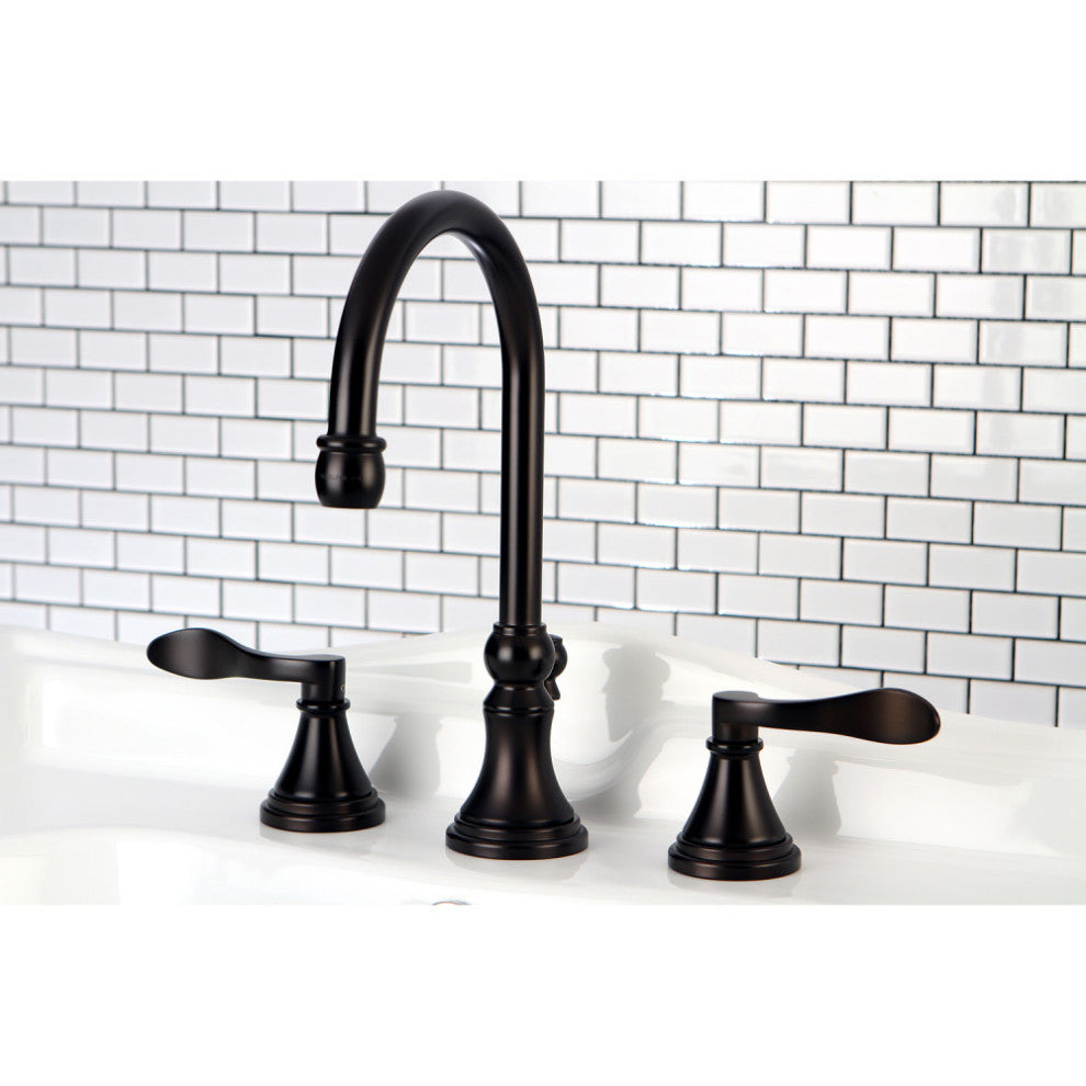 Kingston Brass Widespread Bathroom Faucet With Brass Pop-Up, Oil Rubbed Bronze