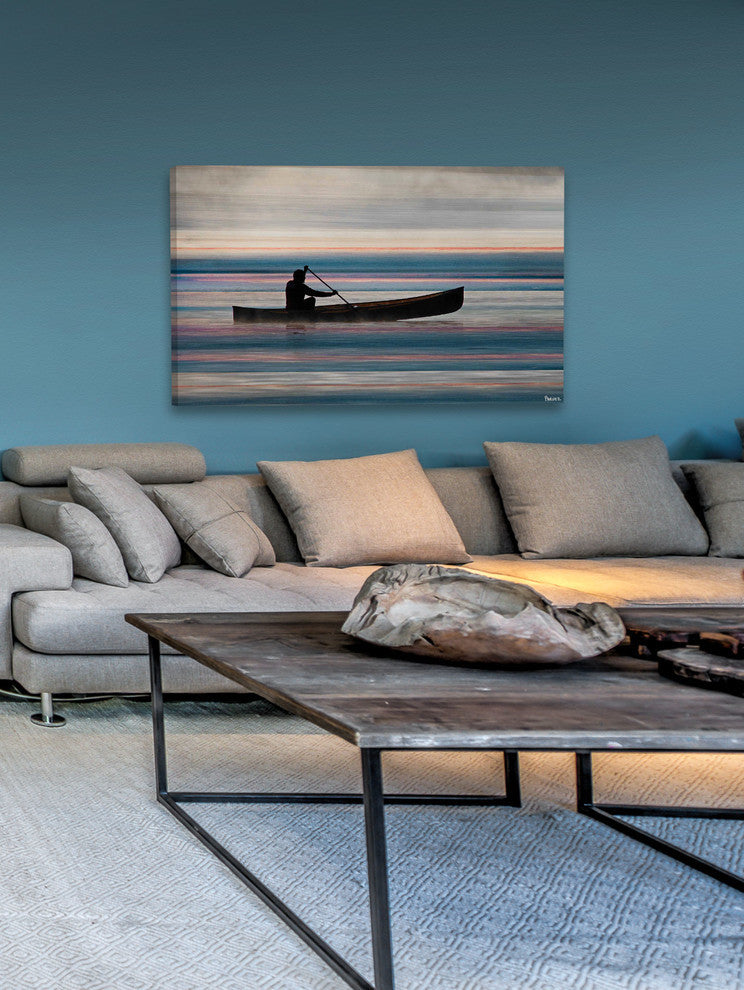 "Canoe on Lake" Fine Art Canvas Print, 36"x24"