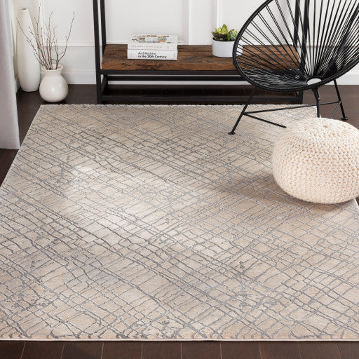 Surya Tibetan TBT-2314 2'7"x7'7" Rug, Medium Gray/Cream/Taupe/Charcoal