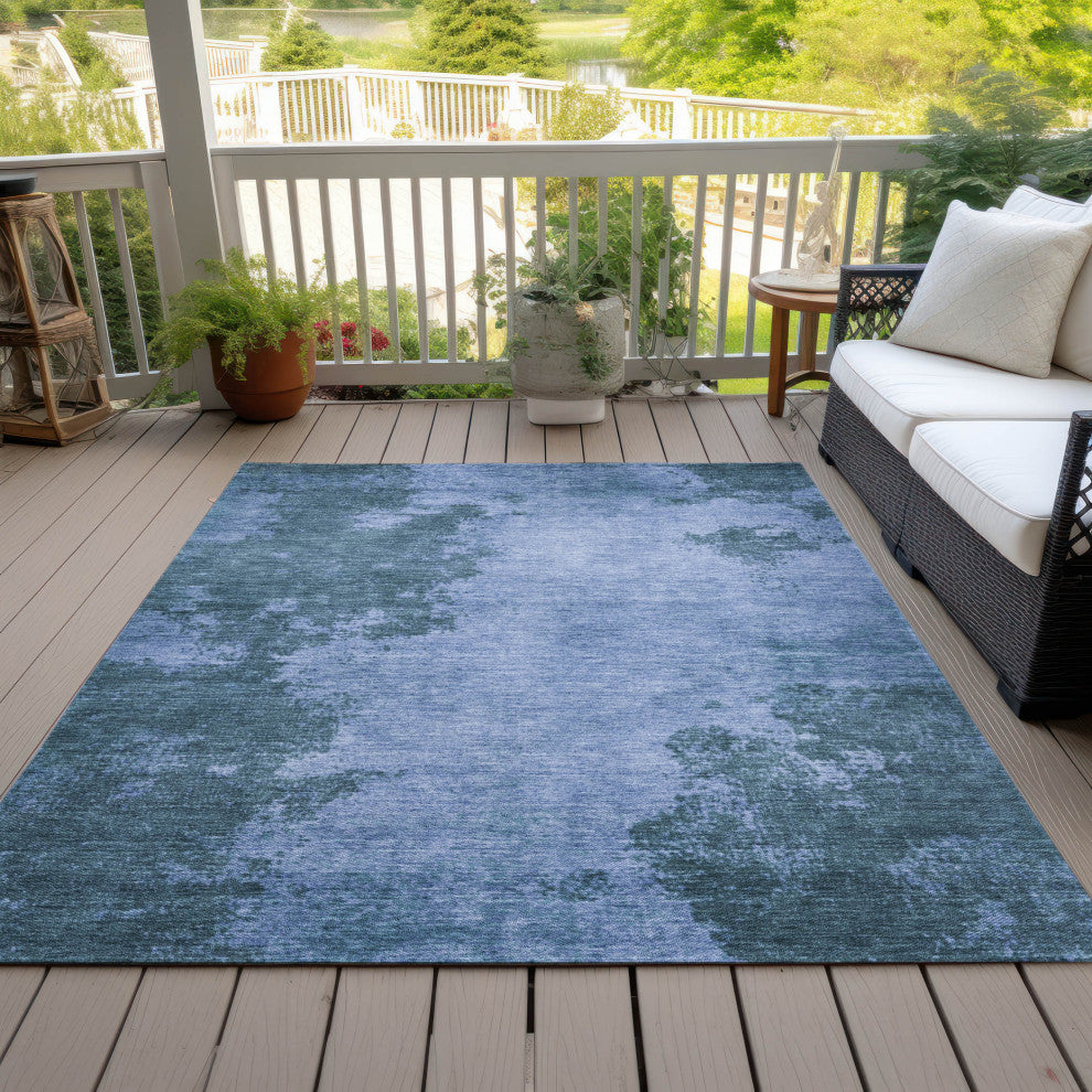 Machine Washable Indoor/Outdoor Chantille ACN1913 Denim 10' x 14' Rug