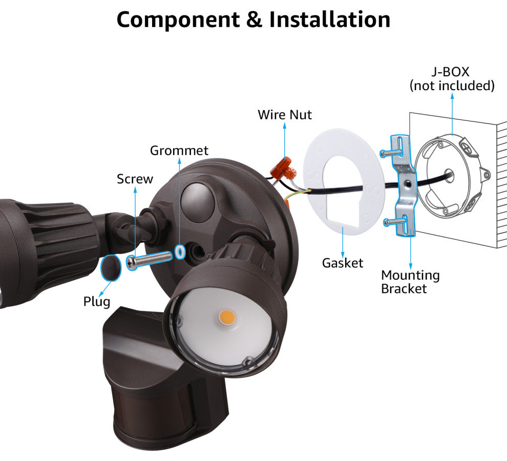 LEONLITE LED Security Light, 5000K Daylight, Bronze