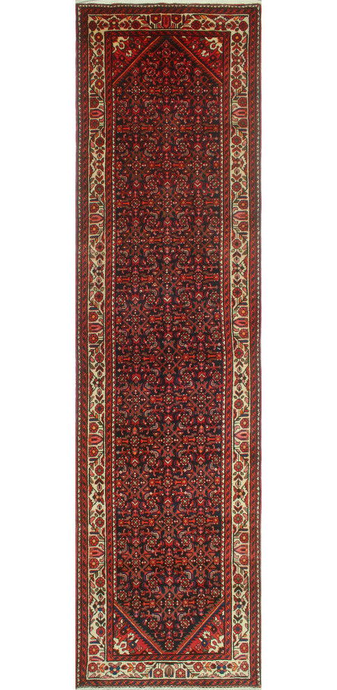 Fine Vintage Distressed Aiman Charcoal/Ivory Runner, 3'9 x 14'4