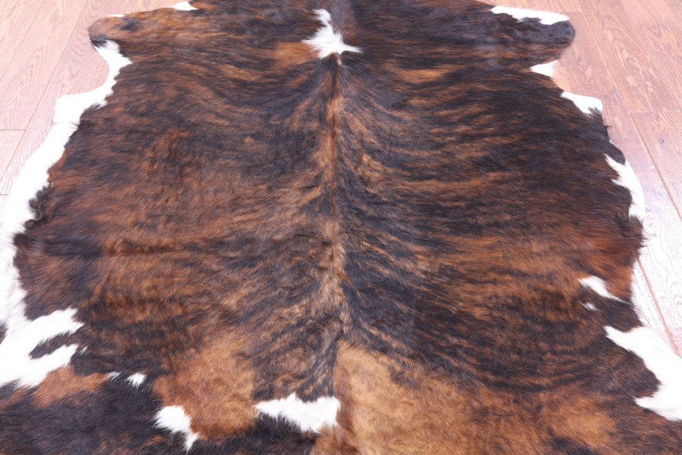 6' 4" X 5' 2" Brindle Natural Cowhide Rug C1874