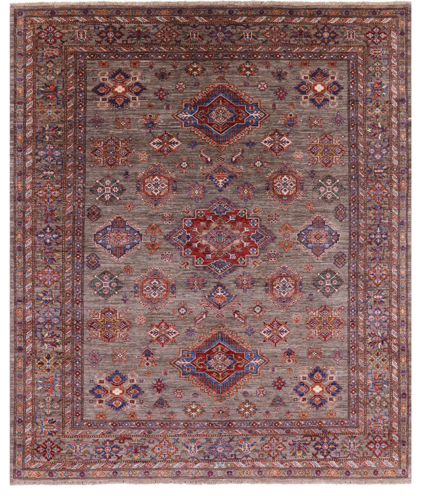 8' 1" X 9' 7" Super Kazak Hand Knotted Rug Q5565