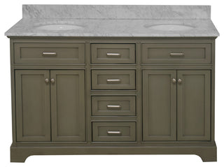 Aria 60" Bathroom Vanity, Weathered Gray, Carrara Marble, Double Vanity