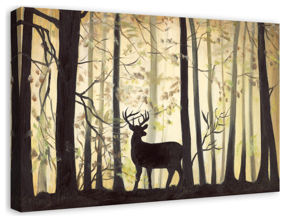 Deer In Ominous Forest 30 x 20 Canvas Wall Art