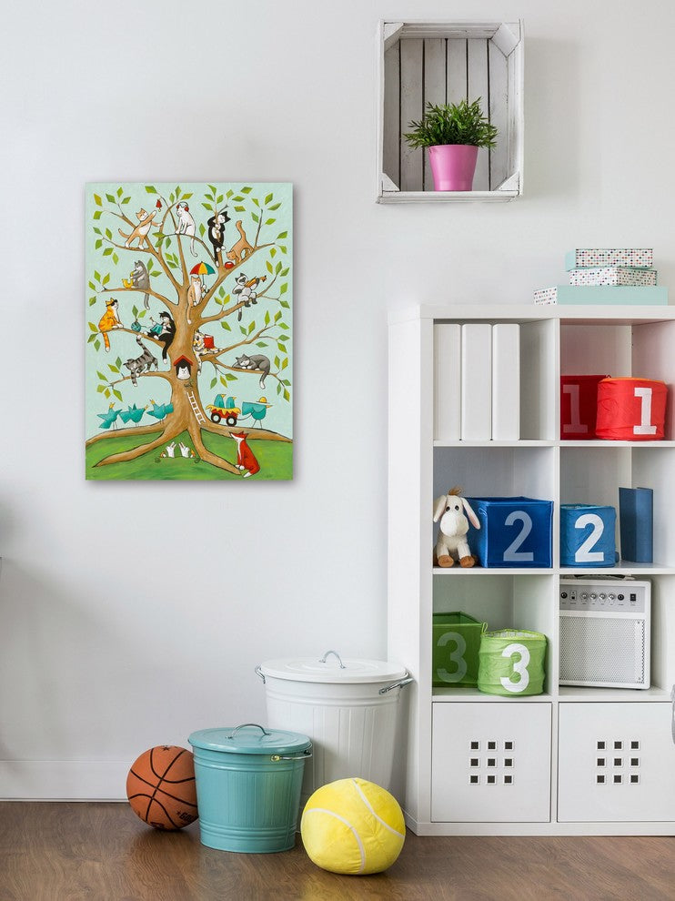 Marmont Hill, "Cats Up a Tree" by Janet Nelson Painting on Wrapped Canvas, 16x24