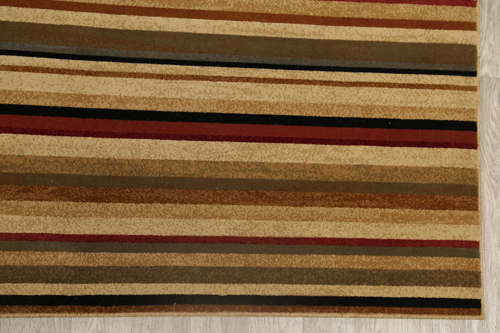 Modern Stripe Carpet Transitional Synthetic Pile Turkish Area Rug, 10'10"x7'10