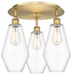 Cindyrella-3 Light 19" Flush Mount-Brushed Brass, Clear Glass Shade