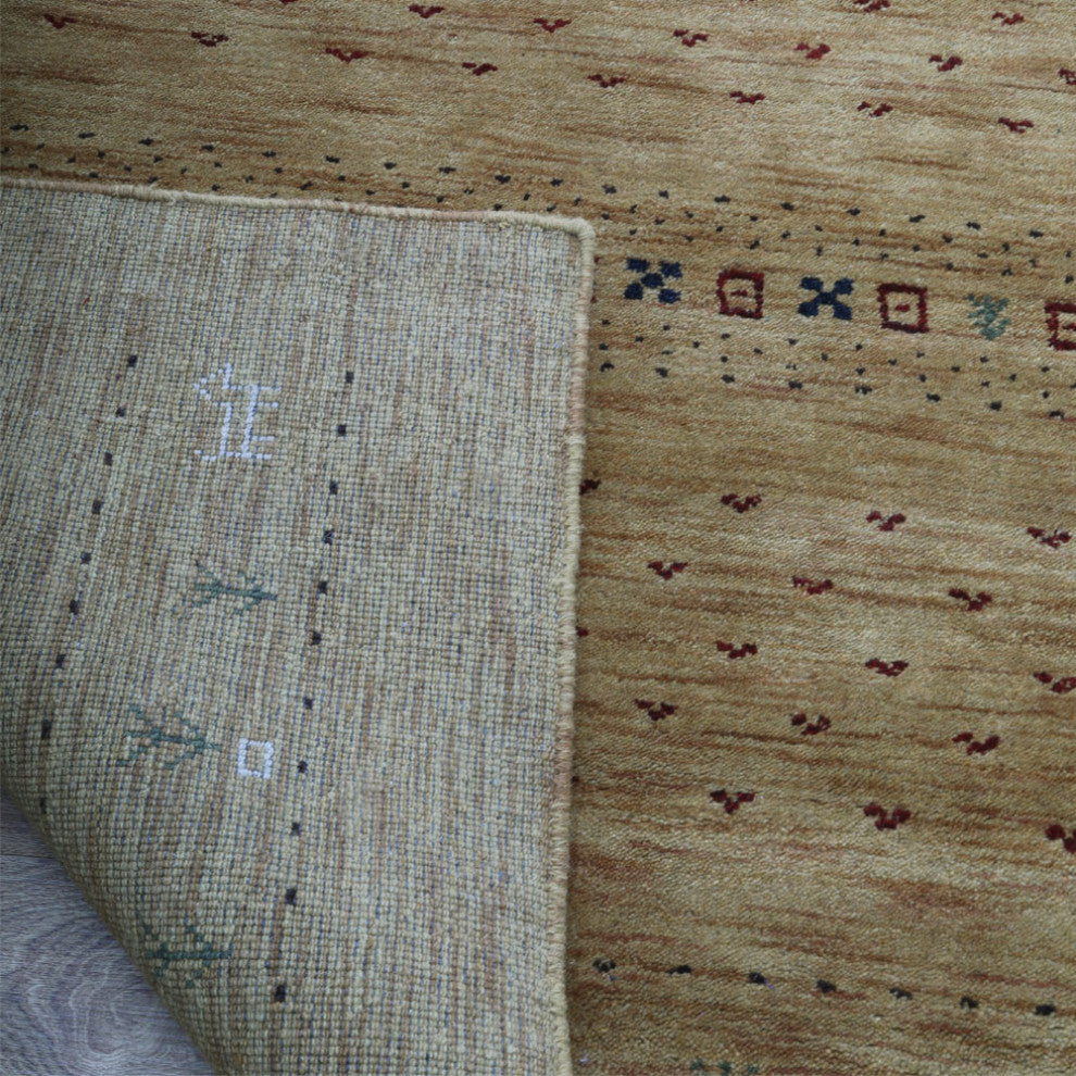 HAND KNOTTED LOOM WOOL ECO-FRIENDLY AREA RUGS - Rectangle, Gold, Contemporary