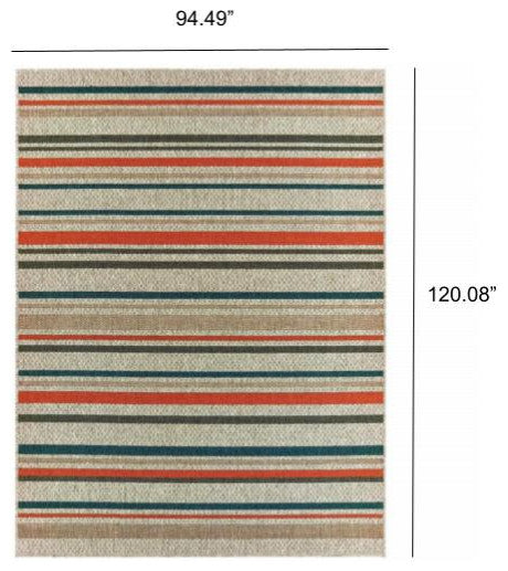 7' x 10' Grey Blue Geometric Indoor Outdoor Area Rug