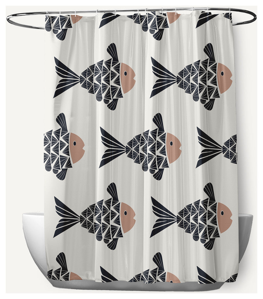Fish Tales Mauve 70" w x 73" h Shower Curtain
