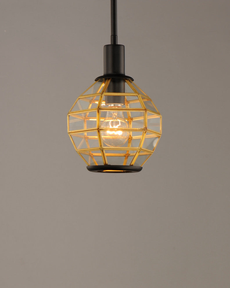 Maxim 11541 Heirloom 8"W Mini Pendant - Black / Burnished Brass