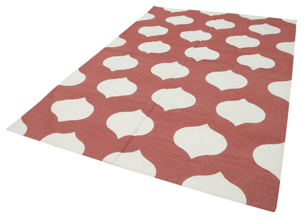 Rug N Carpet - Handmade Wool 6' 0'' x 8' 10'' Modern Design Dhurrie Kilim Rug