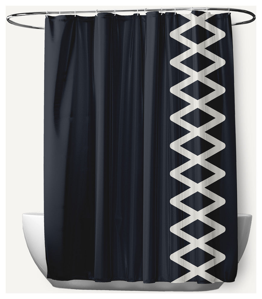 Zipper Stripe Shark Blue 70" w x 73" h Shower Curtain