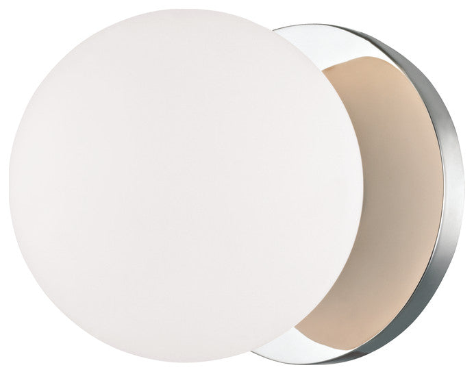 Baird 1-Light Bath Bracket With White Glass, Polished Chrome