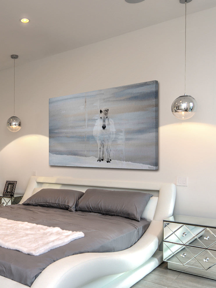 "White Horse Forward" Painting Print on Wrapped Canvas, 30"x20"
