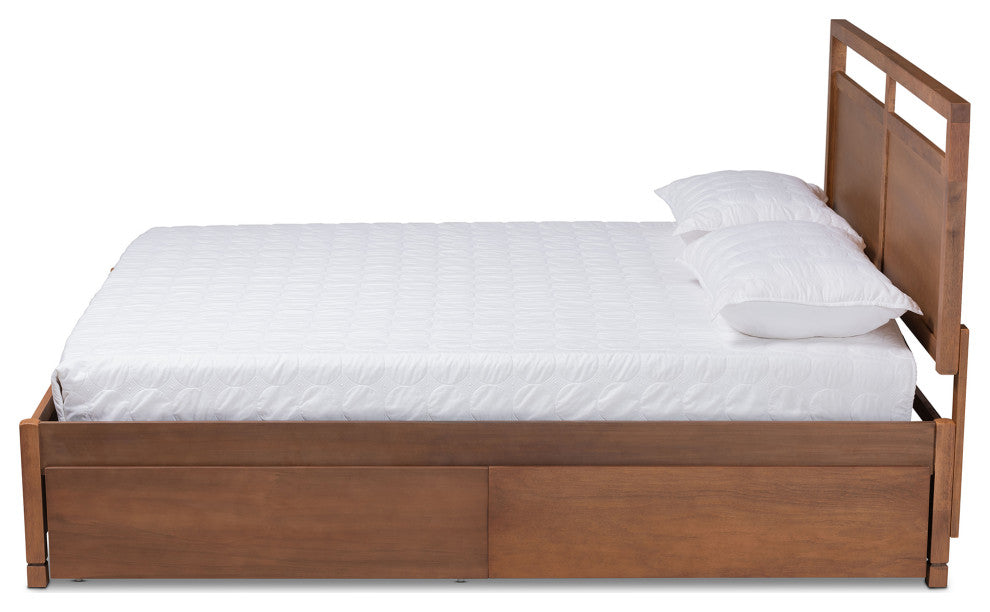 Saffron Modern Brown Finished Wood King Size 4-Drawer Platform Storage Bed