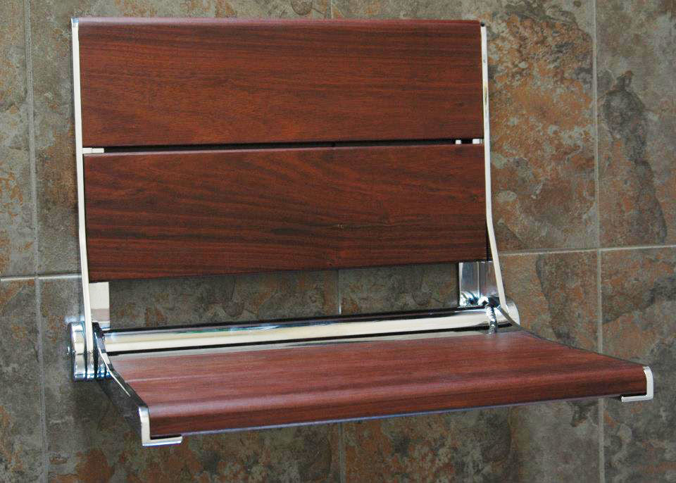 Invisia Brazilian Walnut SerenaSeat Fold Down Seat, Oil Rubbed Bronze, 18"