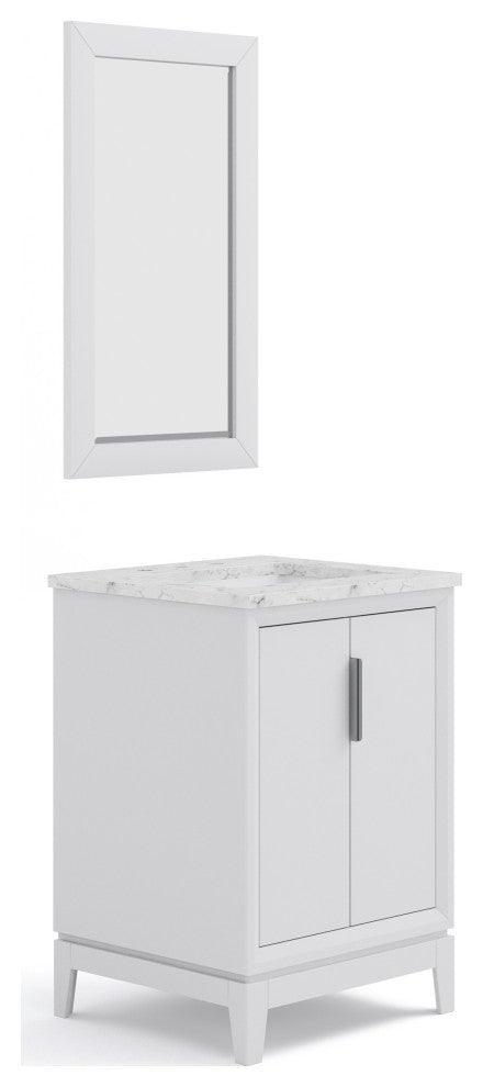 Elizabeth 24" Single Sink Carrara White Marble Vanity, Pure White