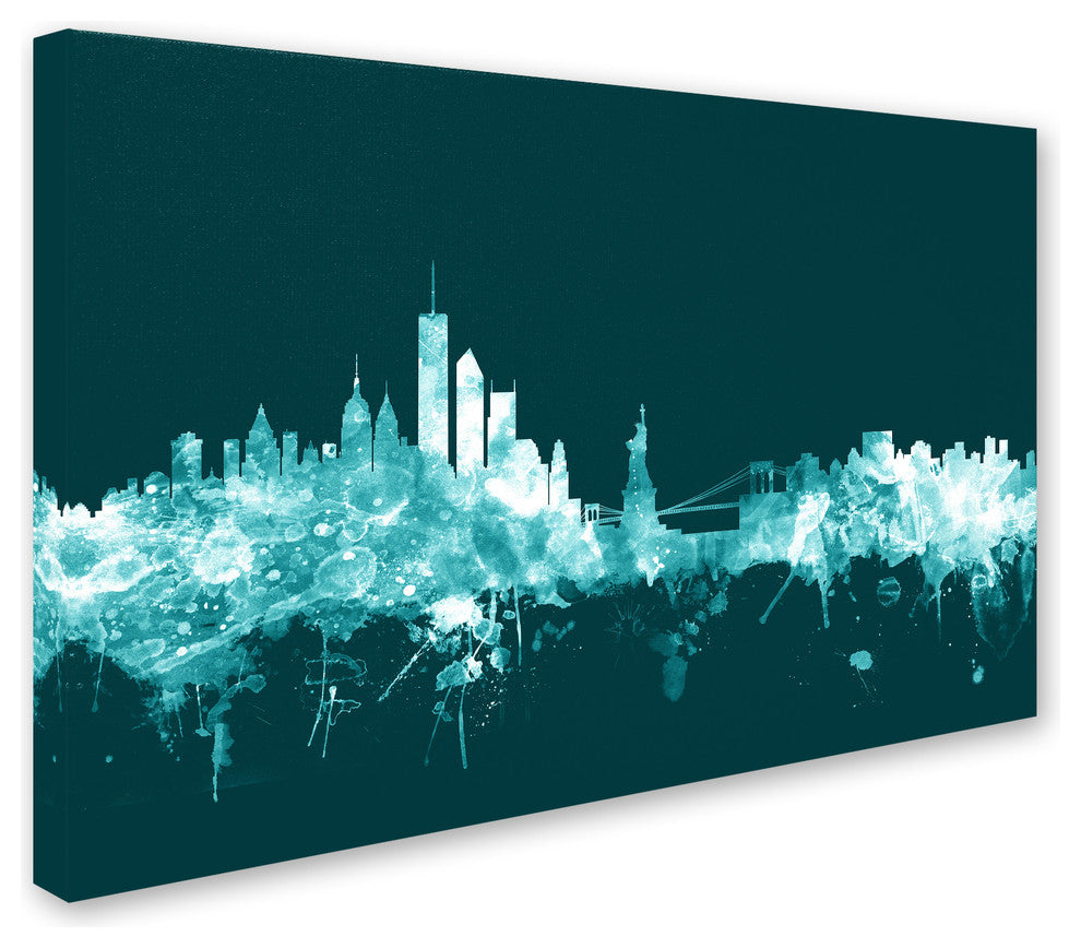 Michael Tompsett ''New York Skyline Teal'' Canvas Art, 22x32