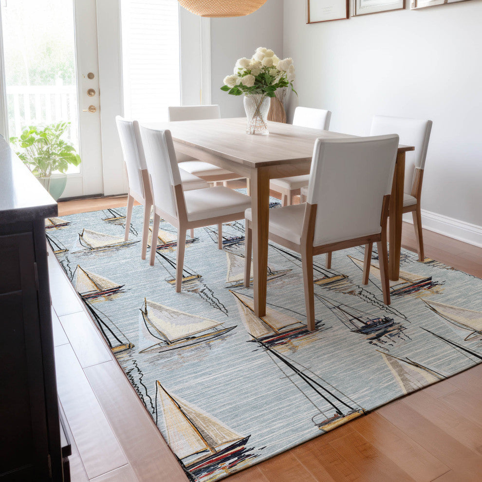 Addison Premium Washable Mayfield AMF153 Blue 9' x 12' Rug