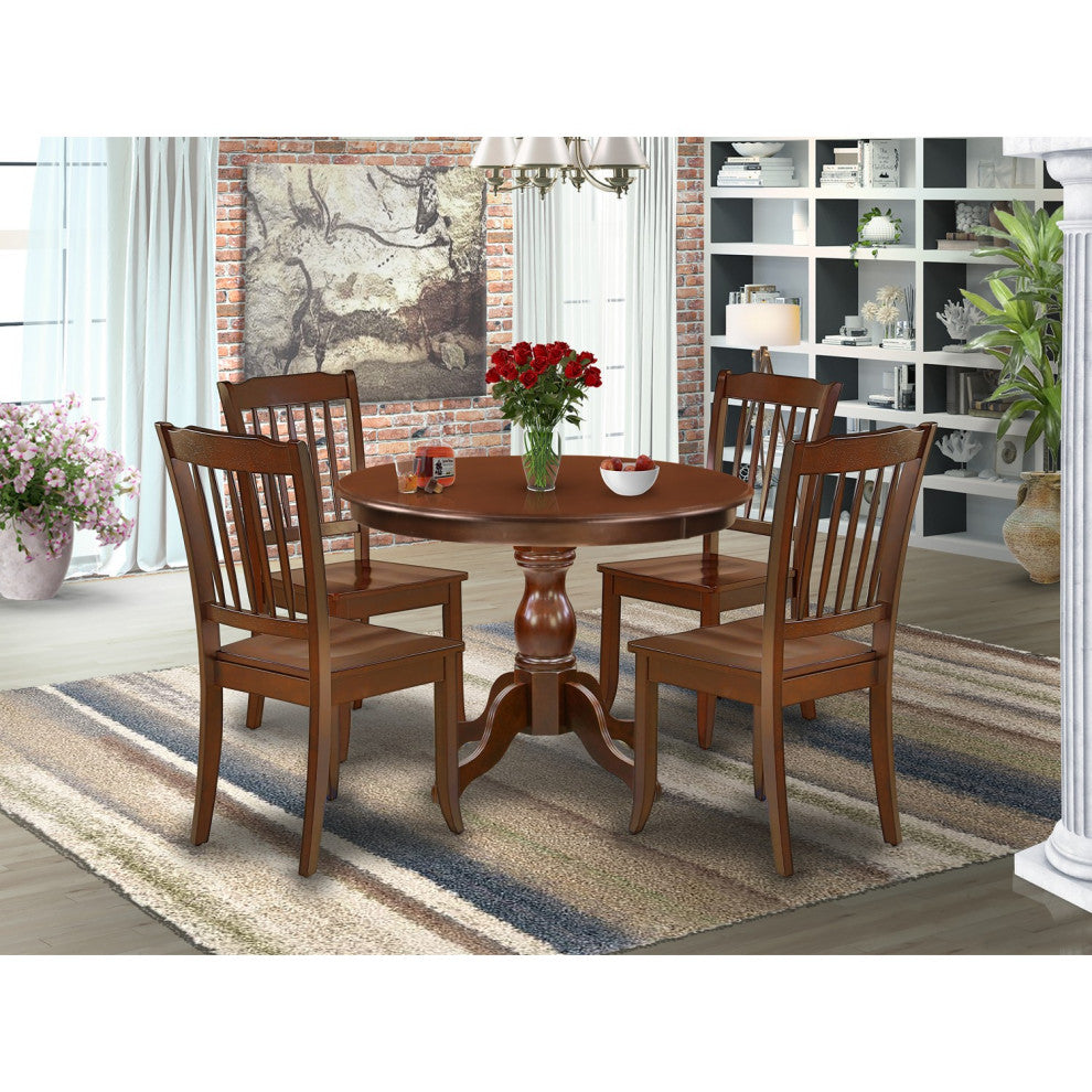 5 Pc Set, Mahogany Small Dining Table, 4 Mahogany Kitchen and Dining Chairs