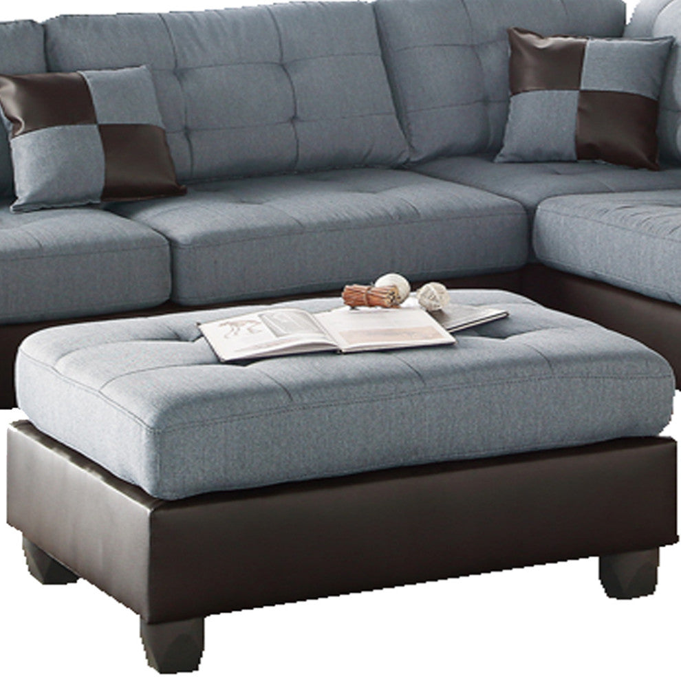 Benzara BM168702 Polyfiber 3 Pieces Sectional Set, Blue and Brown
