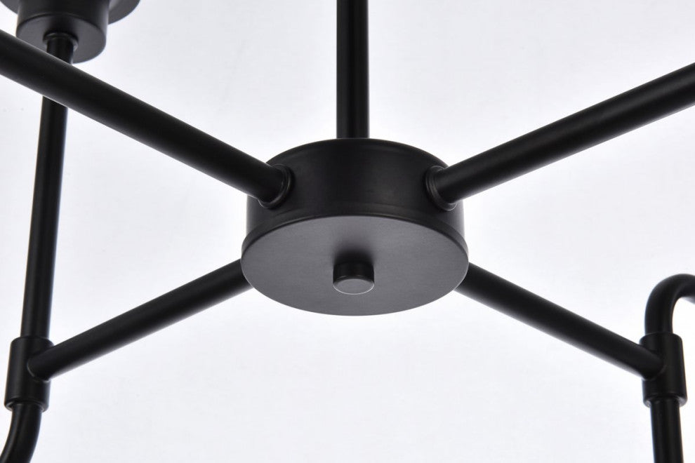 Helen 8-Light Pendant, Black With Frosted Shade