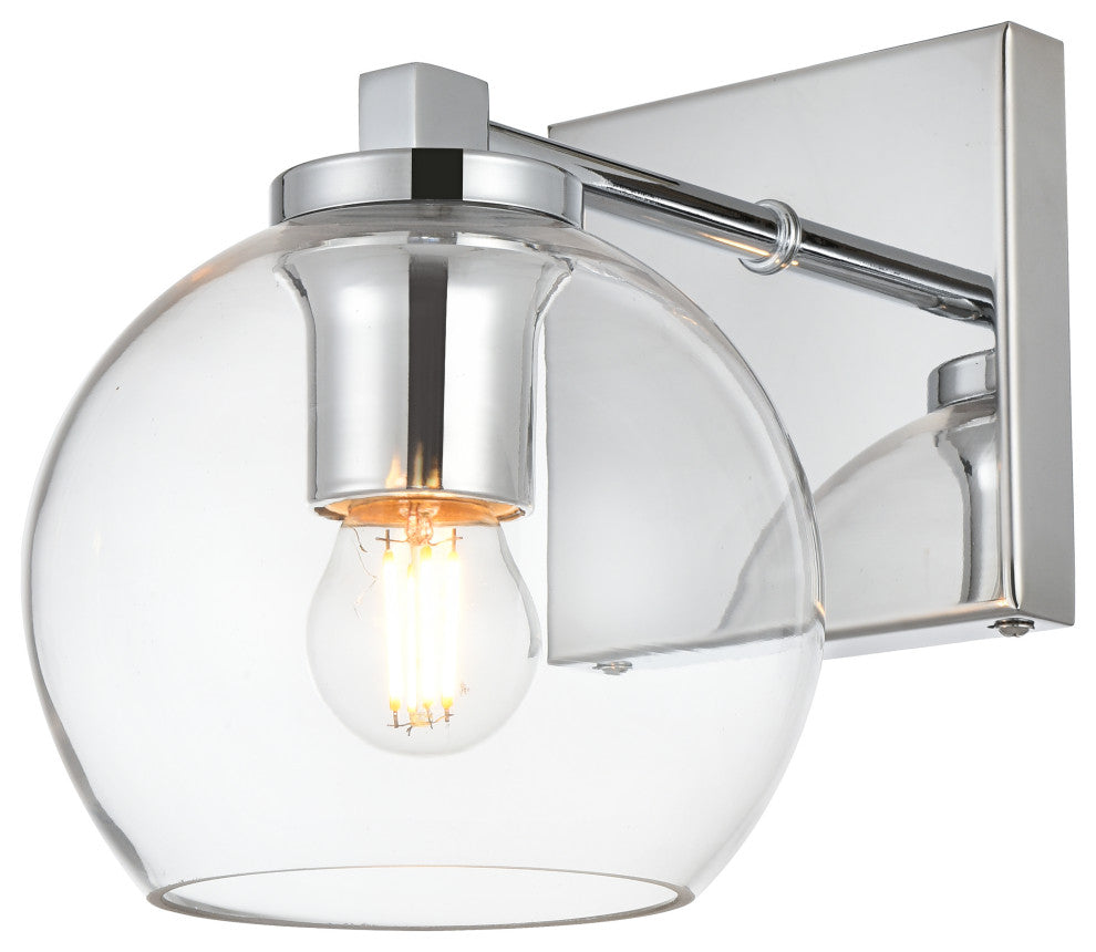 1 Light Chrome And Clear Bath Sconce