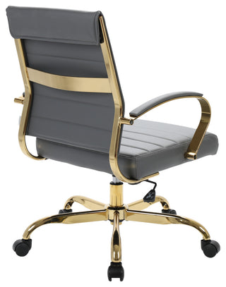 LeisureMod Benmar Home Leather Office Chair With Gold Frame