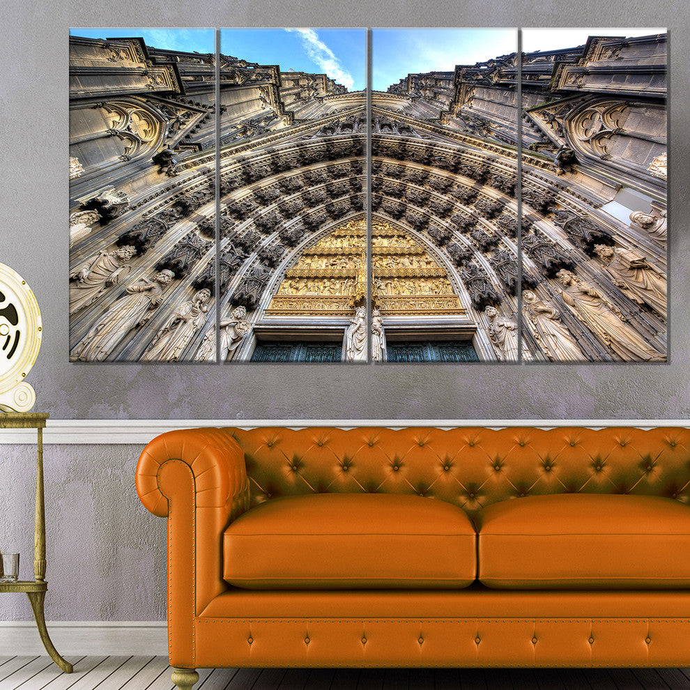 Facade of the Dom Church in City, Cityscape Canvas Print, 48"x28", 4 Panels