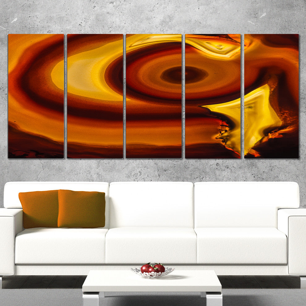 Agate Geode Slice Macro, Abstract Canvas Art Print, 60"x28", 5 Panels