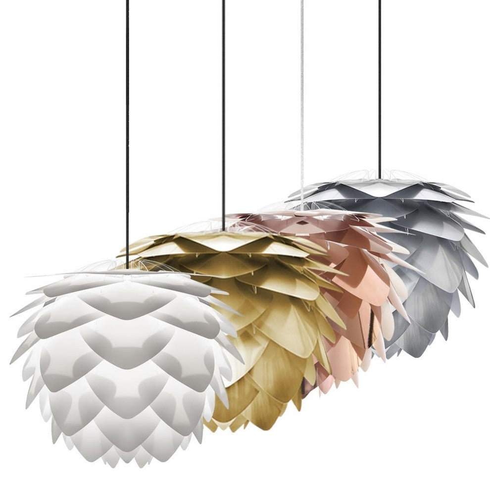 Silvia Plug-In Pendant, White/Brushed Brass, Medium