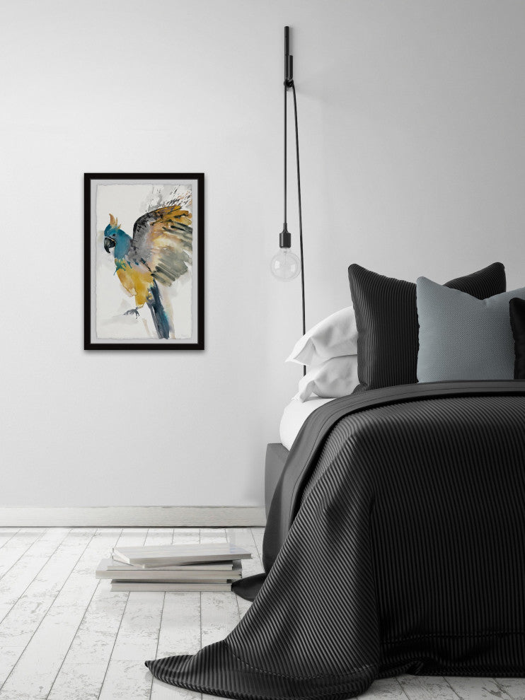 "Flying Festive Parrot" Framed Painting Print, 12"x18"