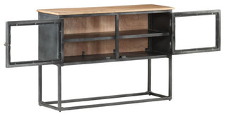 vidaXL Sideboard Storage Buffet Cabinet with Shelves Gray Solid Wood Acacia