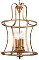 4 Light Farmhouse Chandelier Rust Cage Pendant Light