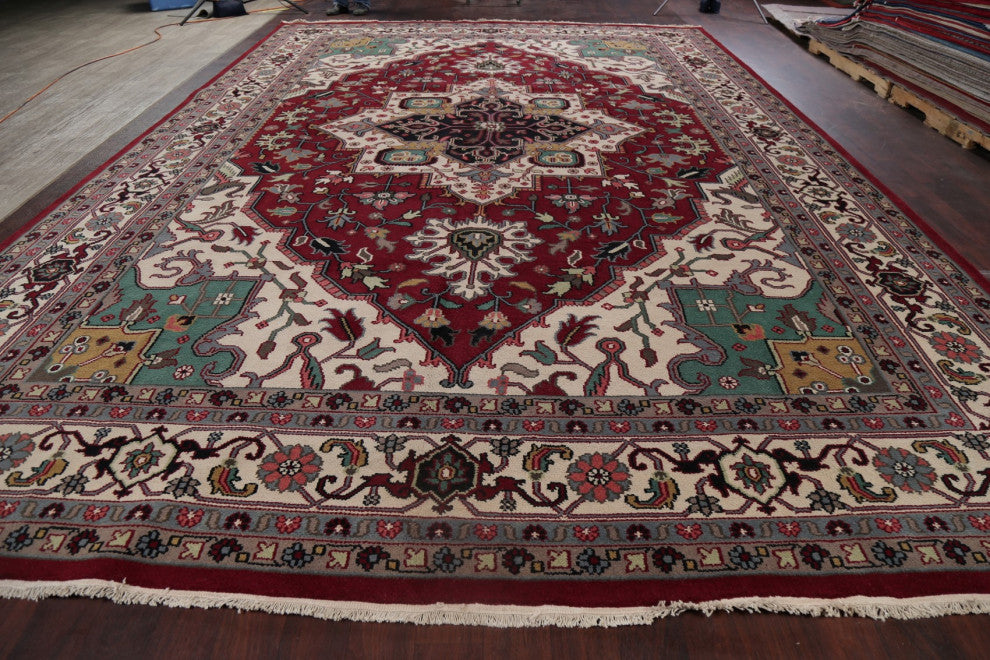 Heriz Oriental Traditional Area Rug Carpet Handmade Indian, Red, 17'4"x11'10