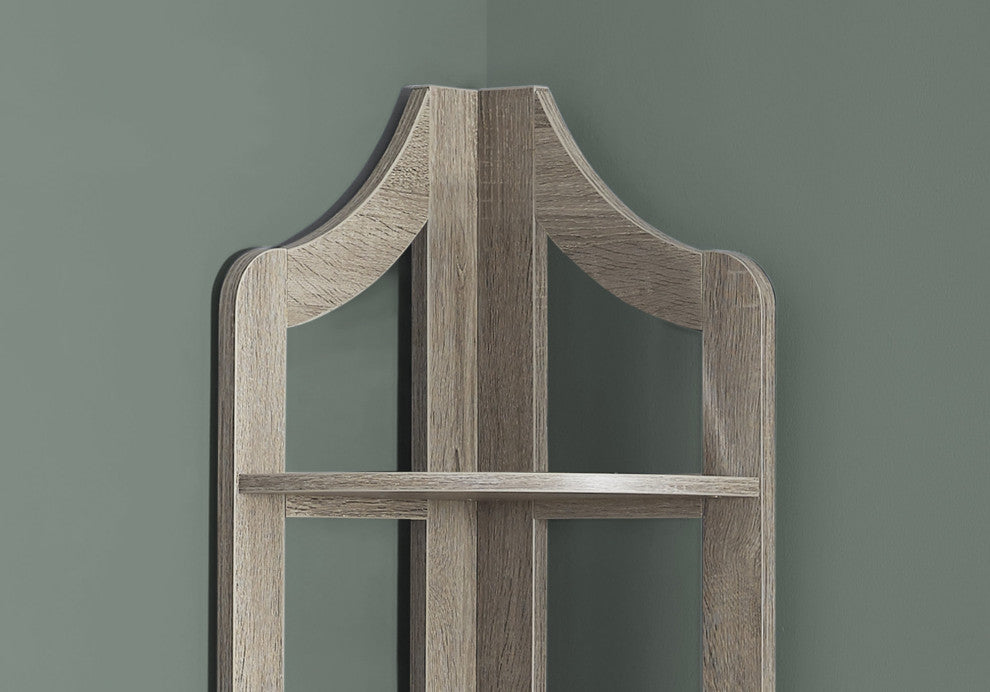 HomeRoots Dark Taupe Corner Accent Shelf Bookcase