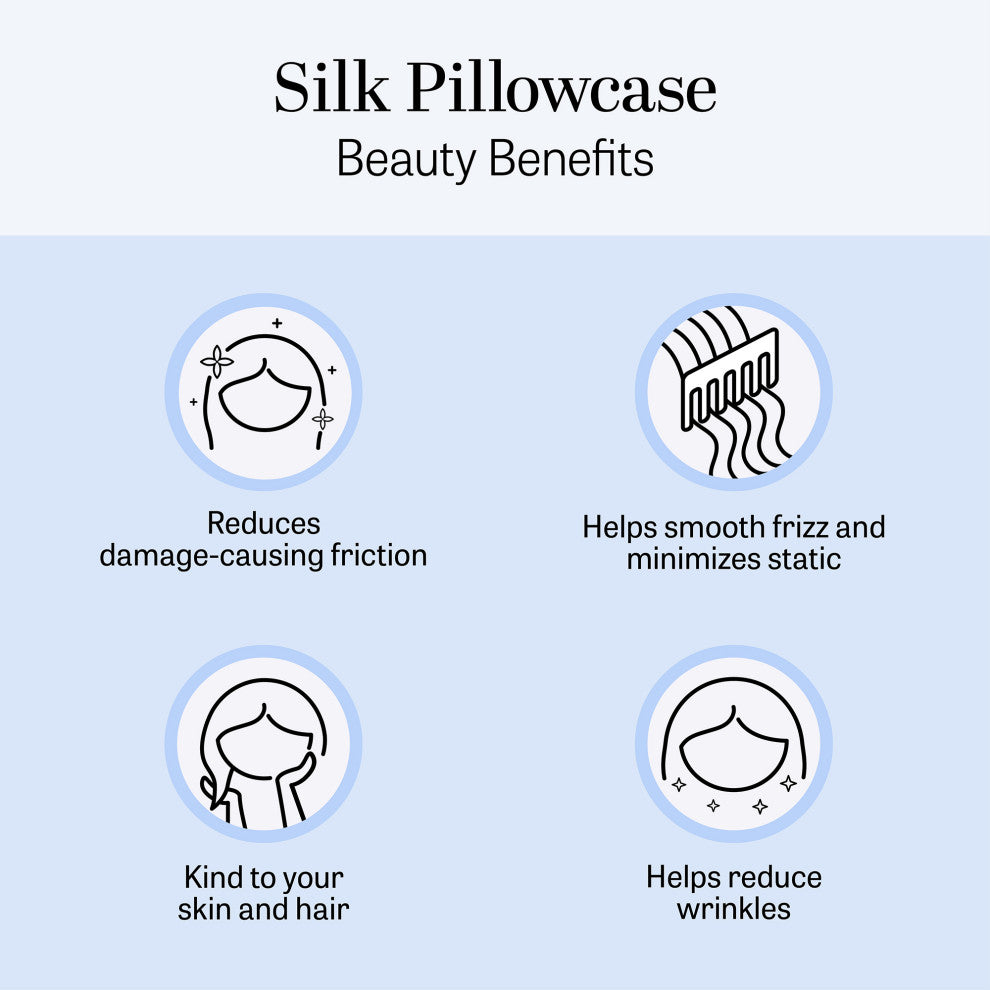 Madison Park Silk 100% Mulberry Silk Pillowcase, Black