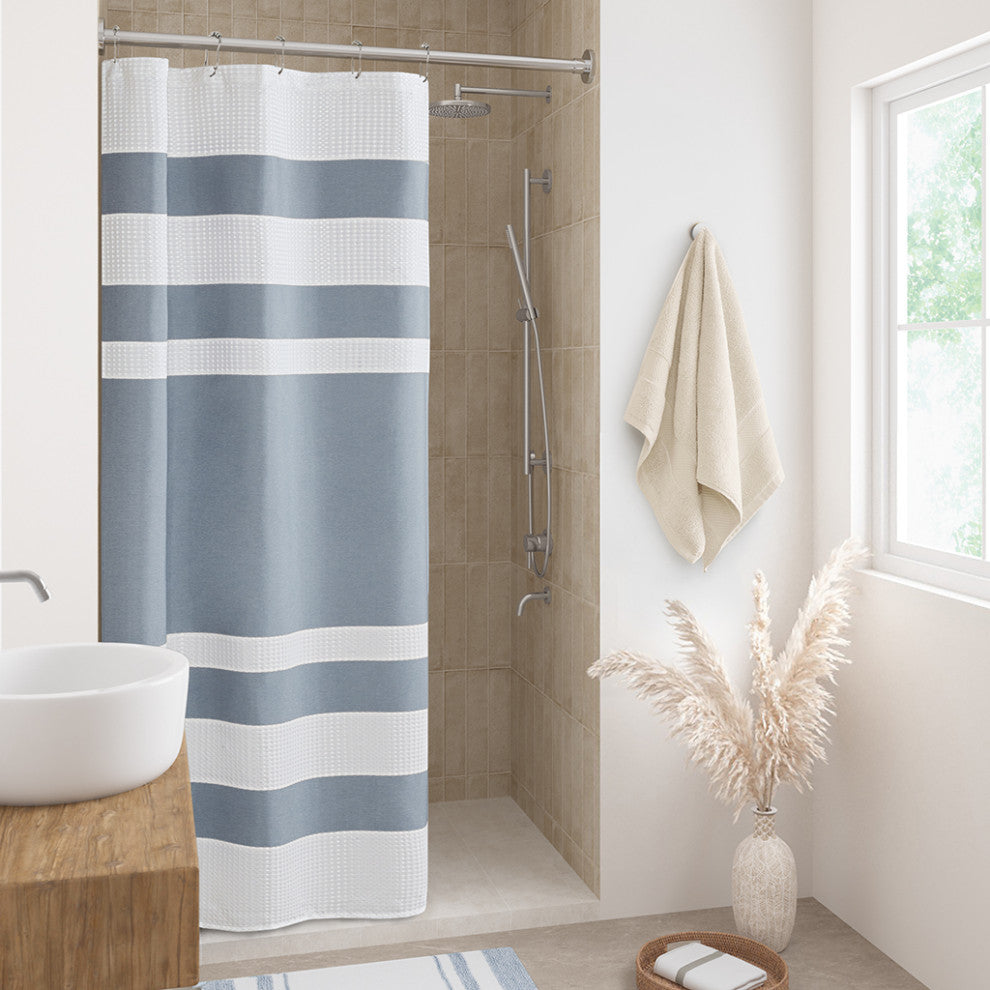 Madison Park Spa Waffle Shower Curtain With 3M Treatment
