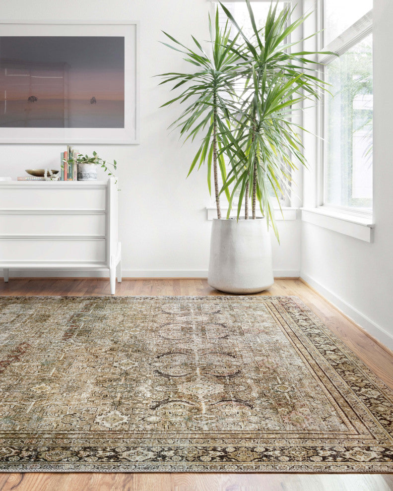 Olive Charcoal Layla Printed Area Rug by Loloi II, 2'-6"x12'-0"