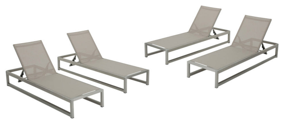 GDF Studio Metten Outdoor Mesh Chaise Lounge, Set of 4