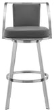 Sandringham 30 Gray Faux Leather and Brushed Stainless Steel Swivel Bar Stool