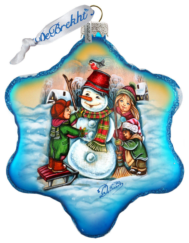 Playful Snowman Glass Ornament