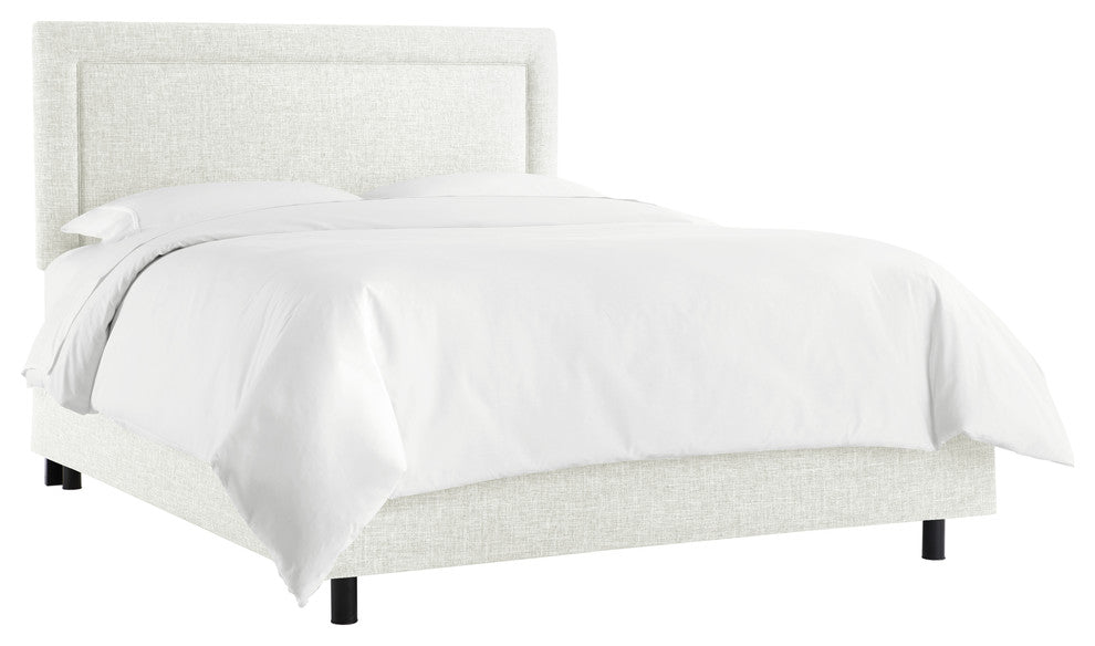 Ana Queen Upholsterd Border Bed, Zuma White