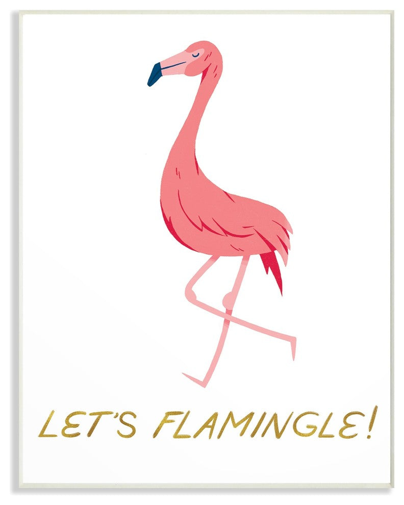 Lets Flamingle Fun Pink Flamingo Oversized Wall Plaque Art, 13"x19"