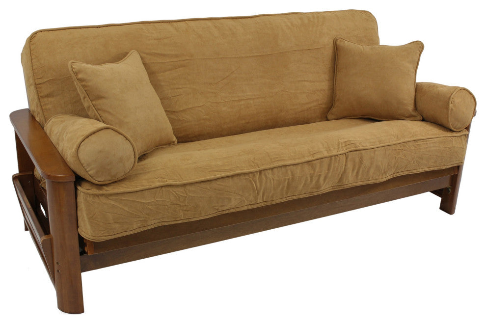Solid Microsuede Full Futon Cover Set, Camel